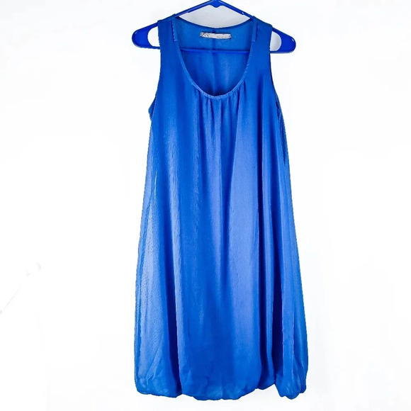 Zara Dresses & Skirts - Zara Basics Royal Blue Sleeveless Bubble Hem Dress sz M